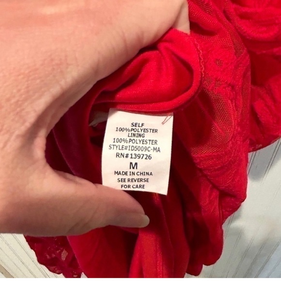 Pinkblush Red Lace Mesh Overlay Maxi Dress - Picture 9 of 10